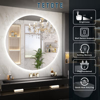 TETOTE Round 3-Color Backlit LED Bathroom Mirror