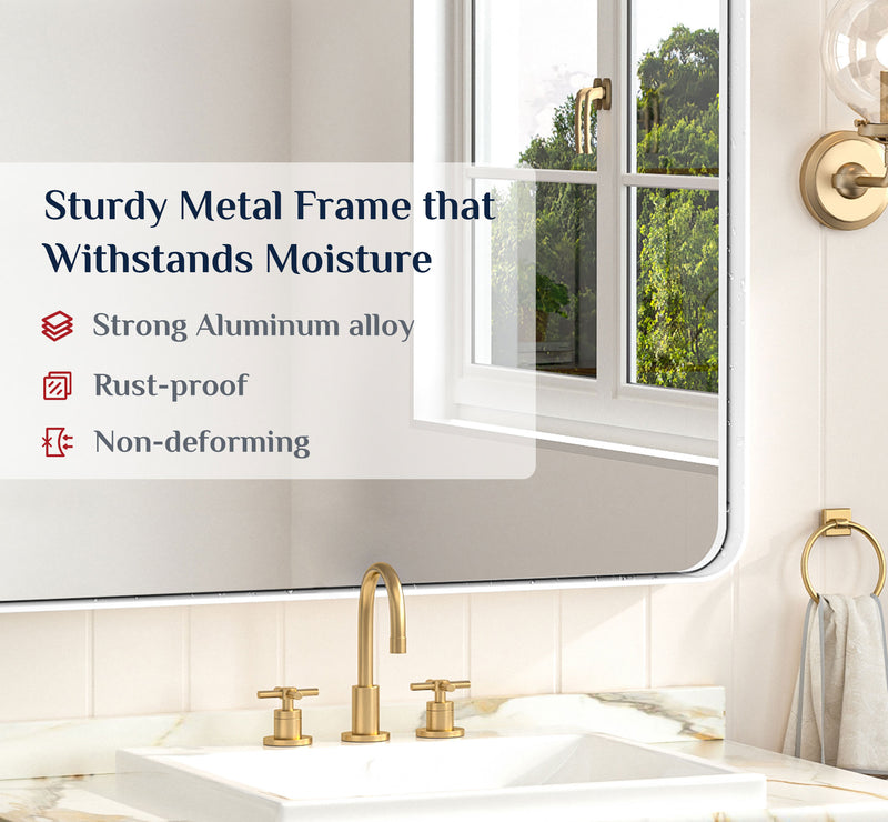 TETOTE Square Rounded Corners Bathroom Mirror Model 2