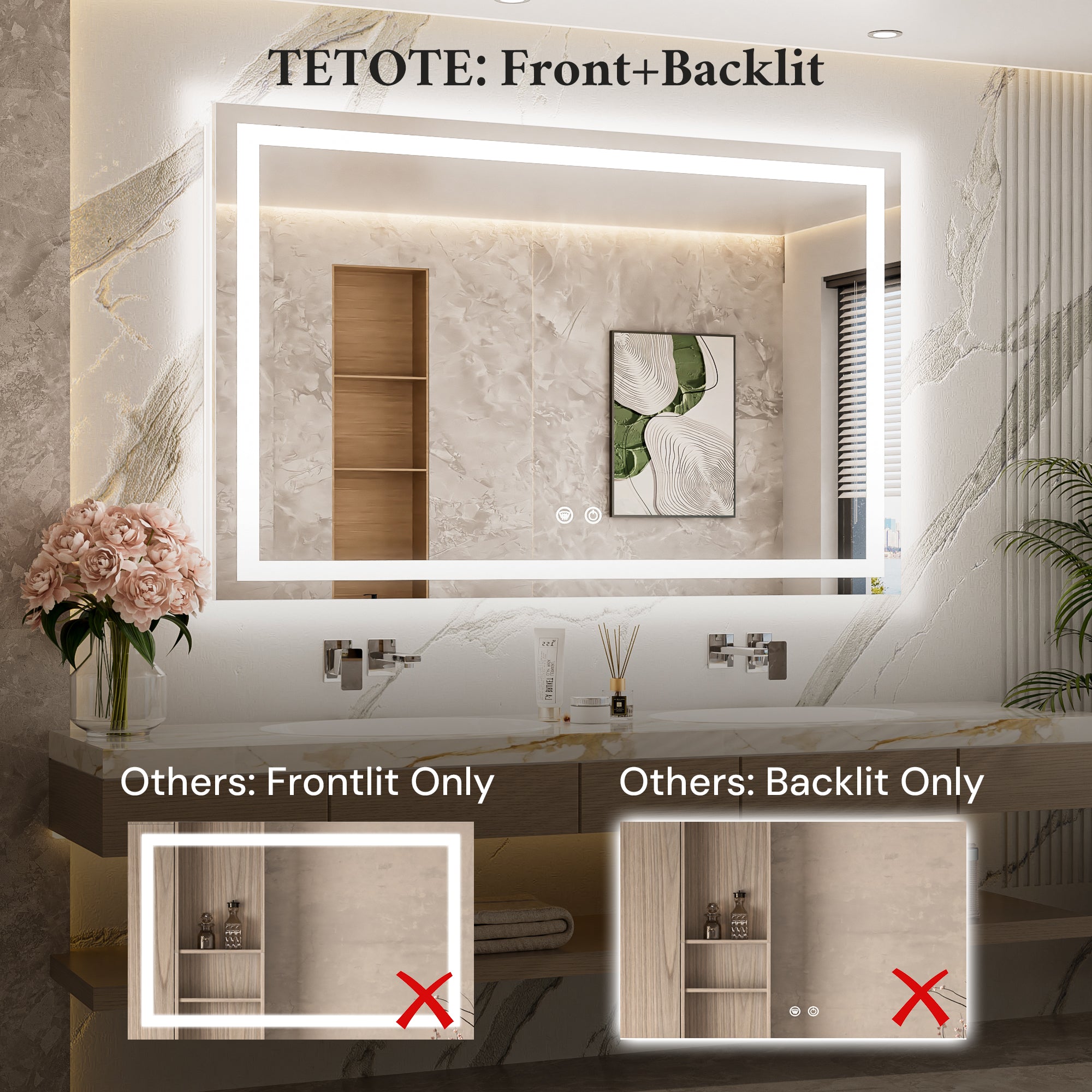 LED Bathroom Mirror Frontlit and Backlit