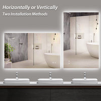 TETOTE Backlit LED Bathroom Mirror Square Square Corner