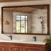 TETOTE Wooden Framed Bathroom Mirror Square Square Corner