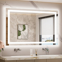 TETOTE Frontlit & Backlit LED Bathroom Mirror - 3 Color  Dimmable Anti Fog Shatterproof
