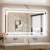 TETOTE Frontlit & Backlit LED Bathroom Mirror - 3 Color  Dimmable Anti Fog Shatterproof