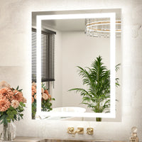 TETOTE Frontlit & Backlit LED Bathroom Mirror - 3 Color  Dimmable Anti Fog Shatterproof
