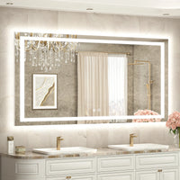 TETOTE Frontlit & Backlit LED Bathroom Mirror - 3 Color  Dimmable Anti Fog Shatterproof