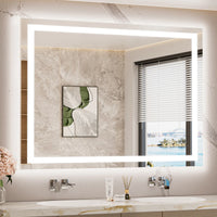 TETOTE Frontlit & Backlit LED Bathroom Mirror - 3 Color  Dimmable Anti Fog Shatterproof
