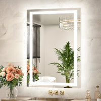 TETOTE Frontlit & Backlit LED Bathroom Mirror - 3 Color  Dimmable Anti Fog Shatterproof