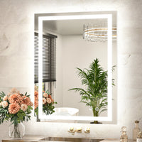 TETOTE Frontlit & Backlit LED Bathroom Mirror - 3 Color  Dimmable Anti Fog Shatterproof