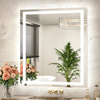 TETOTE Frontlit & Backlit LED Bathroom Mirror - 3 Color  Dimmable Anti Fog Shatterproof