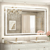 TETOTE Frontlit & Backlit LED Bathroom Mirror - 3 Color  Dimmable Anti Fog Shatterproof