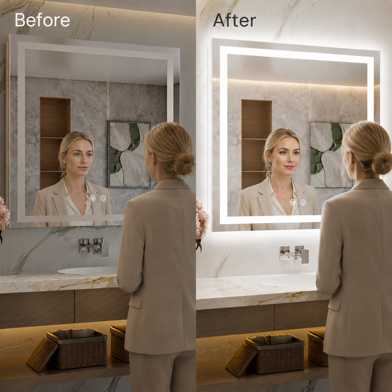 LED Bathroom Mirror Frontlit and Backlit