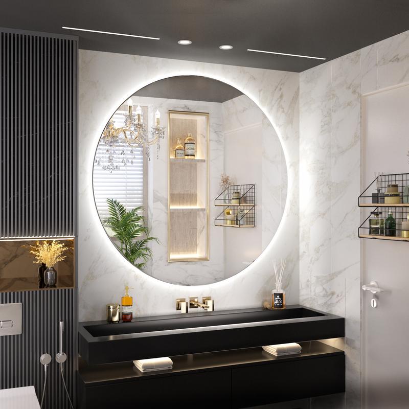 TETOTE Round 3-Color Backlit LED Bathroom Mirror