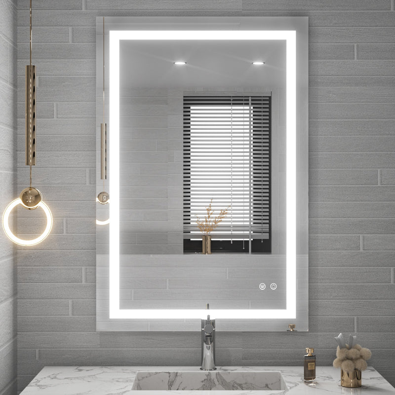 TETOTE LED Mirror with Lights40 x 24" Bathroom Vanity Mirror,White/Warm/Natural Lighted Mirror,Dimmable,CRI90,IP54 Waterproof,Wall Mounted,Illuminated Mirror(Horizontal/Vertical)