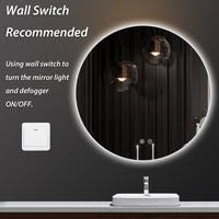 TETOTE LED Backlit Bathroom Round Vantiy Mirror 24" Anti-Fog,Dimmable Lighted Mirror,CRI90+,IP54Waterproof,Circle Mirror with Lights,Wall Mounted Mordern Bathroom Mirror