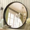 TETOTE Black Round Mirror for Bathroom, Matte Metal Frame Modern Circle Mirrors, Wall Mounted Entryway Decorative Farmhouse Vanity Mirror