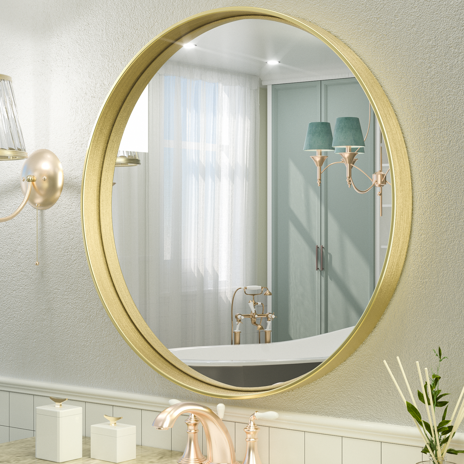 Framed Round Vanity Mirror