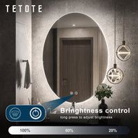 TETOTE 24 x 32 Inch Oval LED Bathroom Mirror Frontlit&Backlit,AntiFog Dimmable,Vanity Mirror with Lights Wall Mounted Lighted Modern Mirror