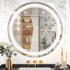 Round Bathroom LED Vanity Mirror, Anti-Fog Dimmable Lights IP54 Waterproof Circle Makeup Wall Mounted Mirror