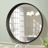 TETOTE Black Round Mirror for Bathroom, Matte Metal Frame Modern Circle Mirrors, Wall Mounted Entryway Decorative Farmhouse Vanity Mirror