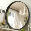 TETOTE Black Round Mirror for Bathroom, Matte Metal Frame Modern Circle Mirrors, Wall Mounted Entryway Decorative Farmhouse Vanity Mirror