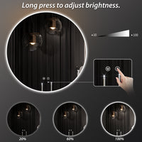 TETOTE LED Backlit Bathroom Round Vantiy Mirror 24" Anti-Fog,Dimmable Lighted Mirror,CRI90+,IP54Waterproof,Circle Mirror with Lights,Wall Mounted Mordern Bathroom Mirror